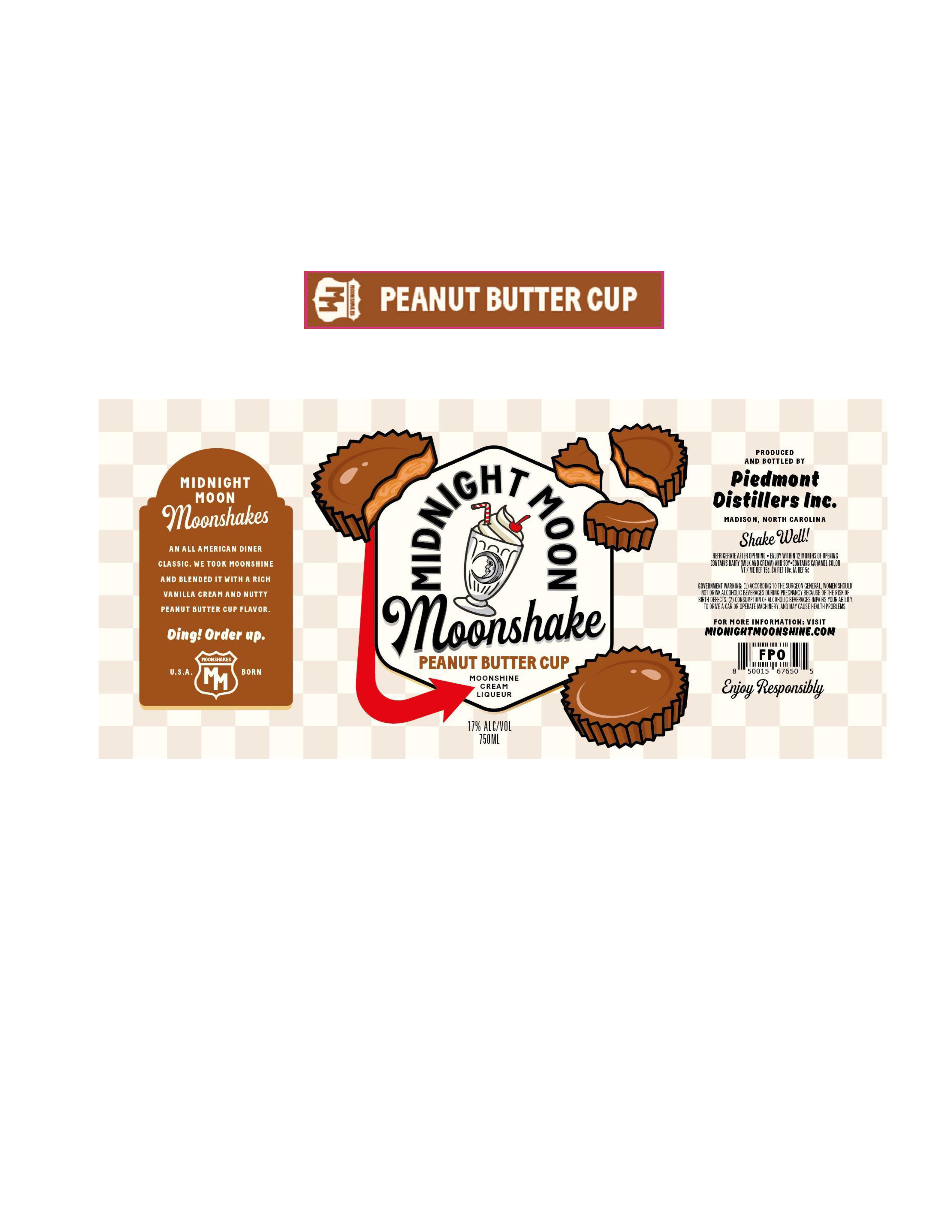 TABC label artwork for Midnight Moon Peanut Butter Cup Moonshake