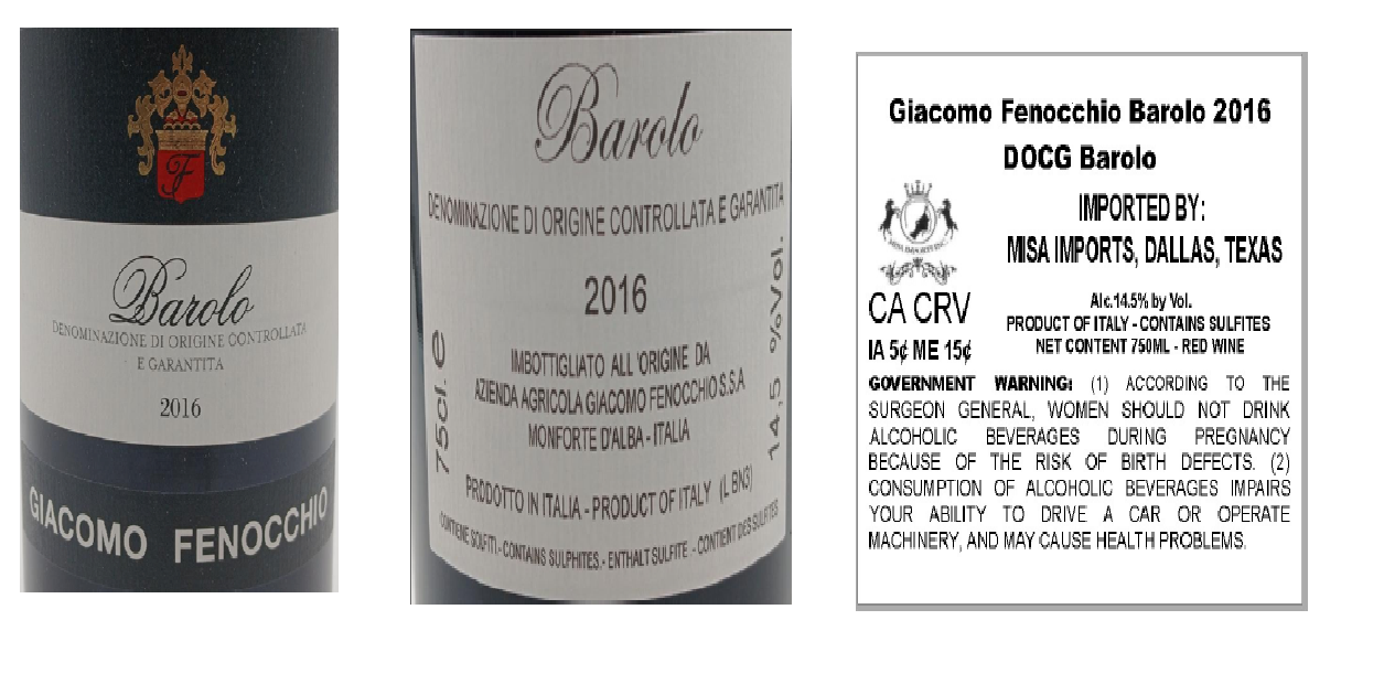 TABC label artwork for GIACOMO FENOCCHIO BAROLO