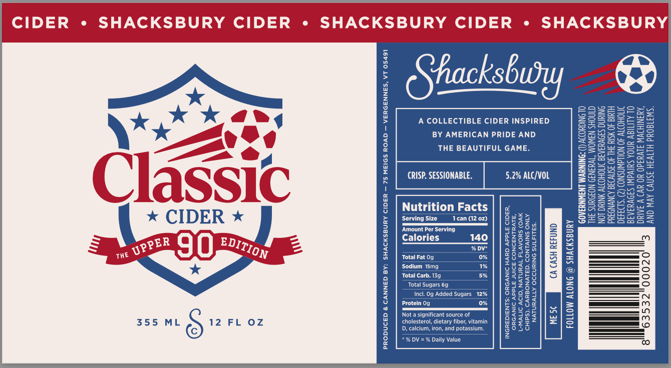 TABC label artwork for Shacksbury Cider Classic