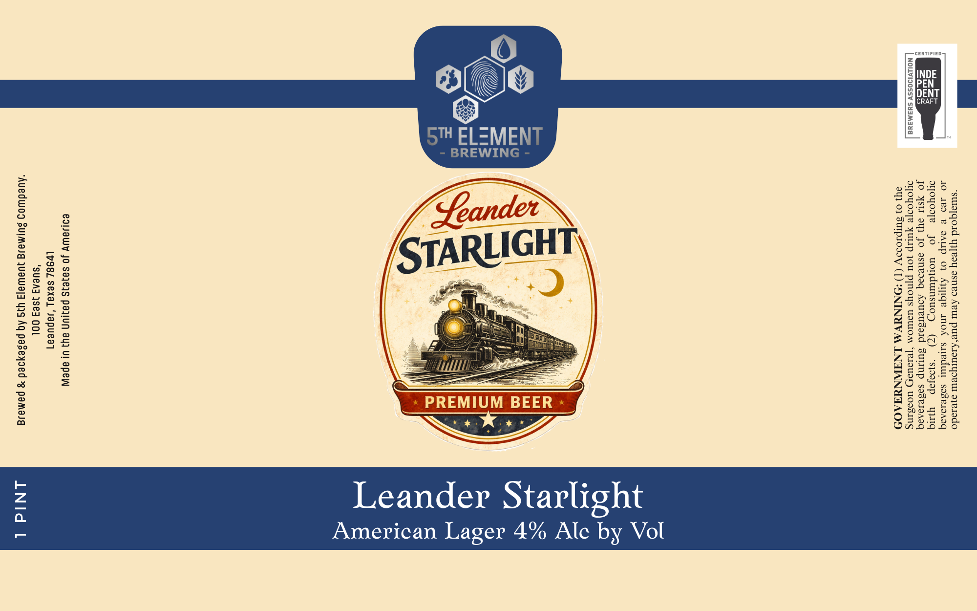 TABC label artwork for LEANDER STARLIGHT LEANDER AMERICAN LAGER