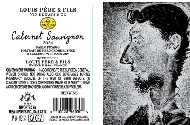 TABC label artwork for LOUIS PERE & FILS PABLO PICASSO
