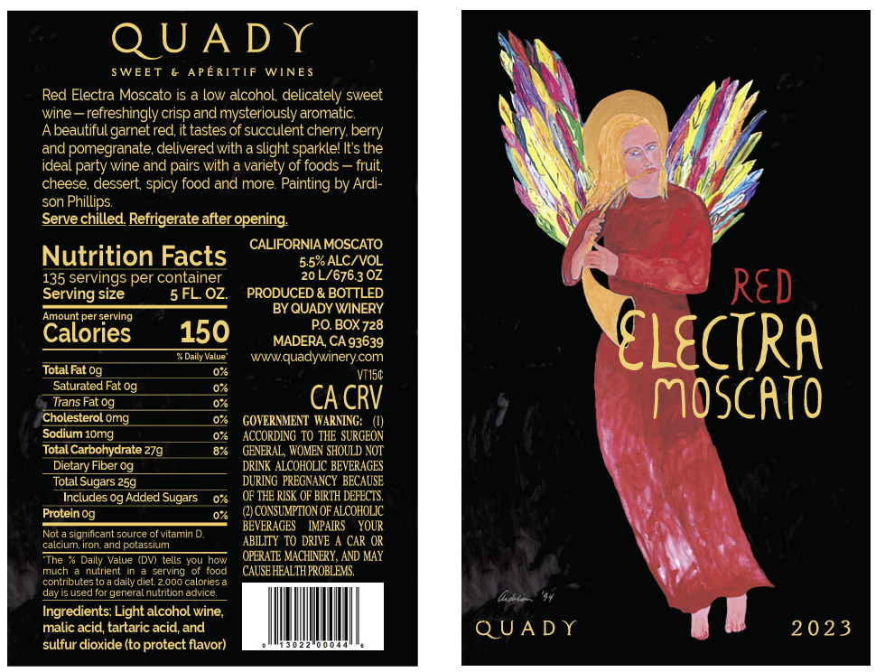 TABC label artwork for QUADY RED ELECTRA CALIFORNIA