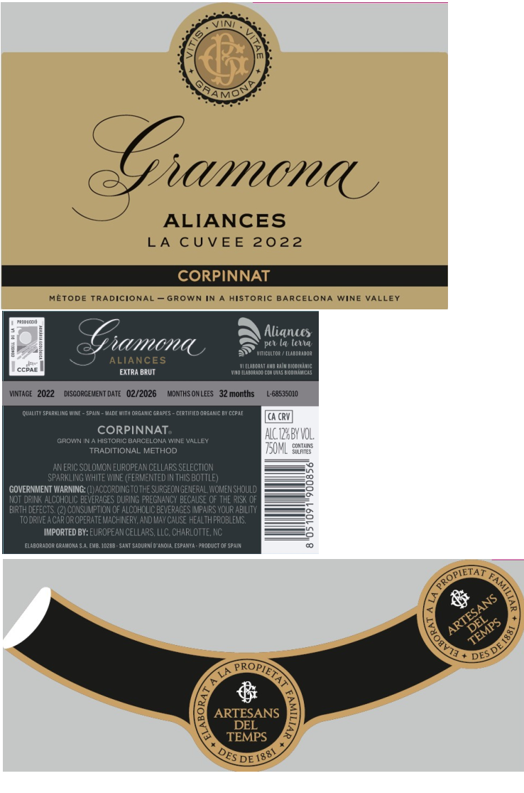 TABC label artwork for Gramona Aliances Extra Brut Spain