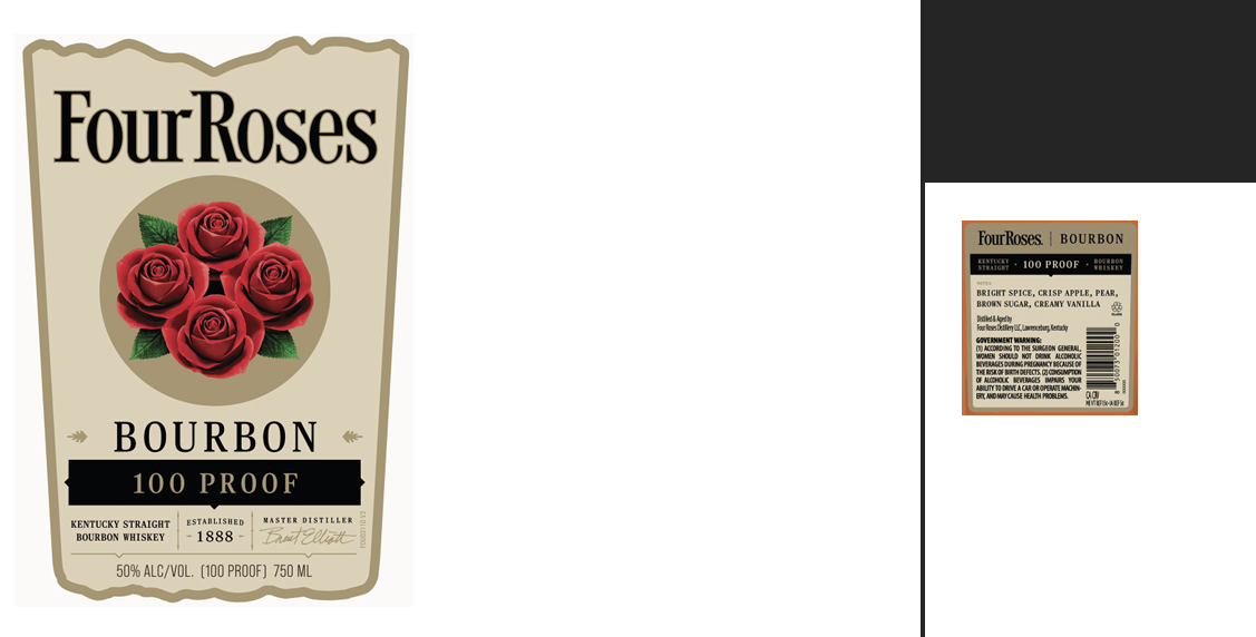 TABC label artwork for FOUR ROSES BOURBON 100 PROOF