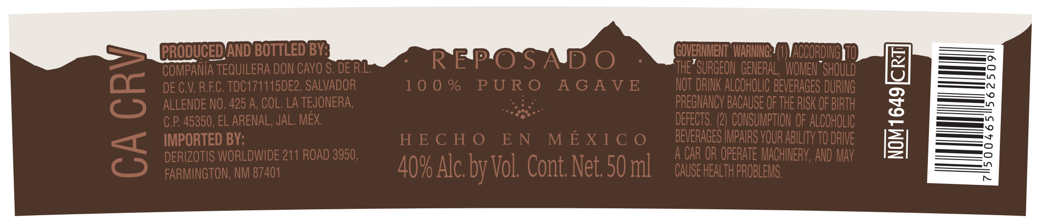 TABC label artwork for SÚBELE REPOPSADO