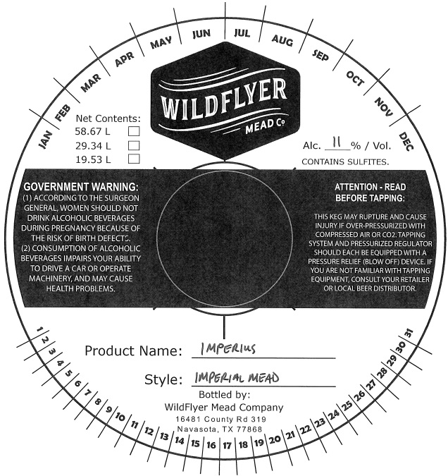 TABC label artwork for Wildflyer Mead Company Imperius