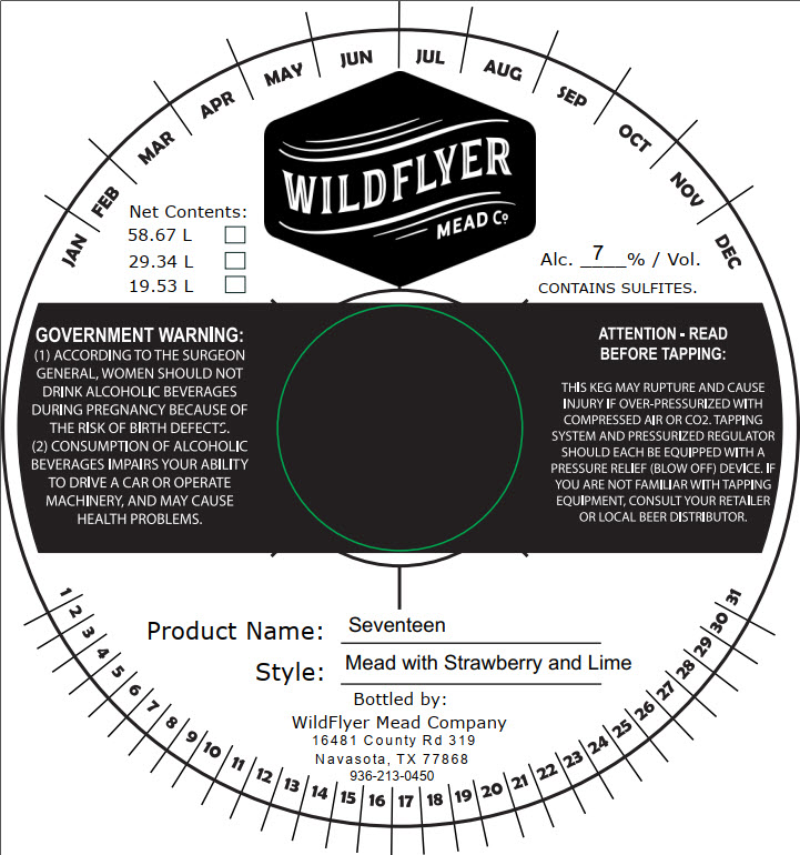 TABC label artwork for Wildflyer Mead Company Seventeen