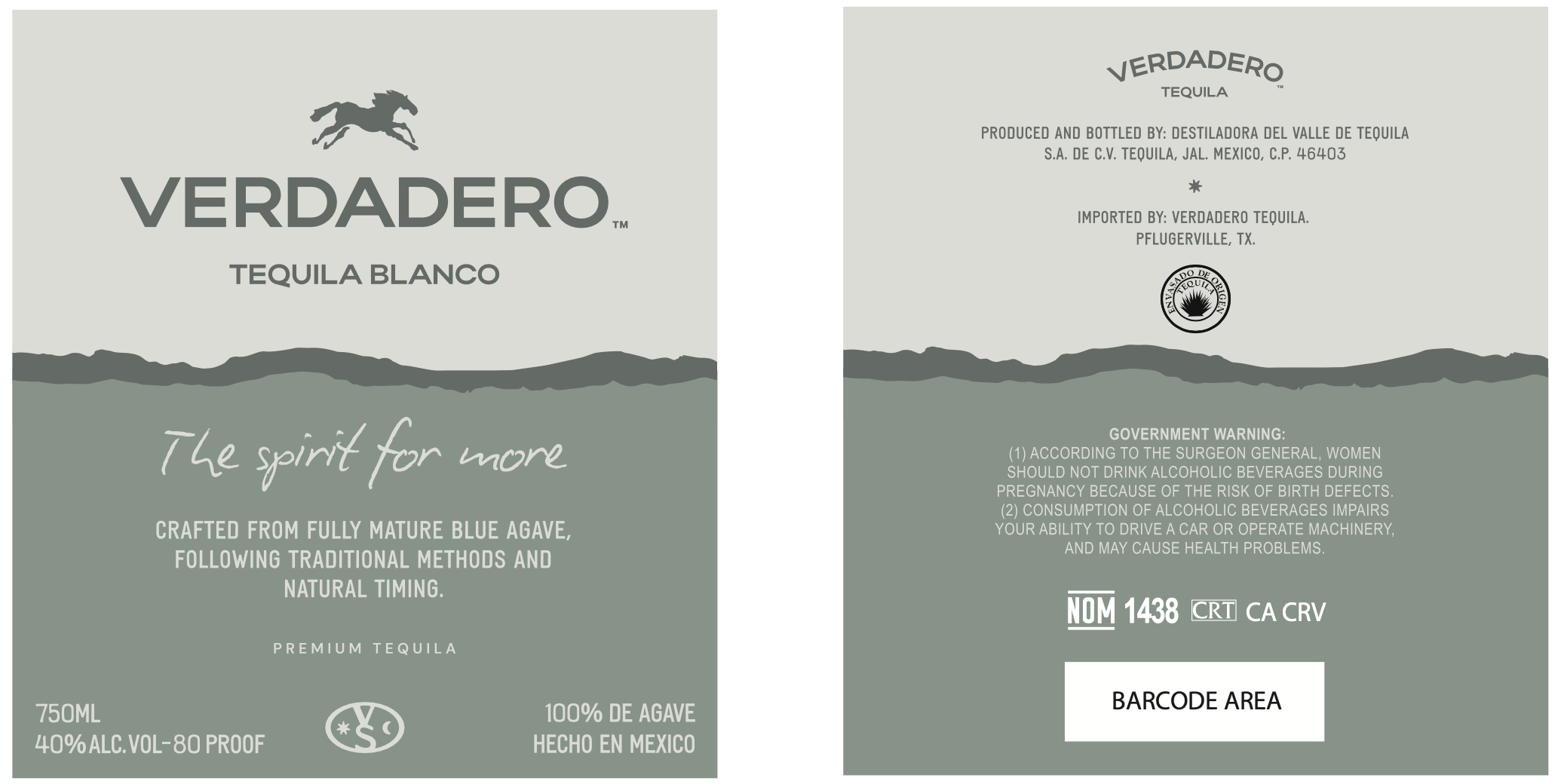 TABC label artwork for VERDADERO BLANCO TEQUILA