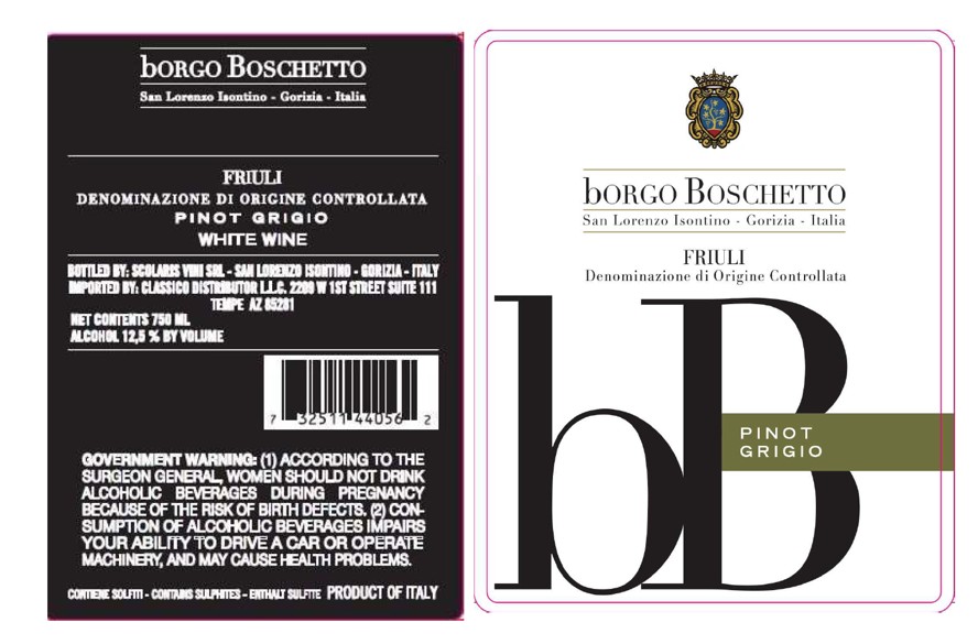 TABC label artwork for BORGO BOSCHETOO PINOT GRIGIO