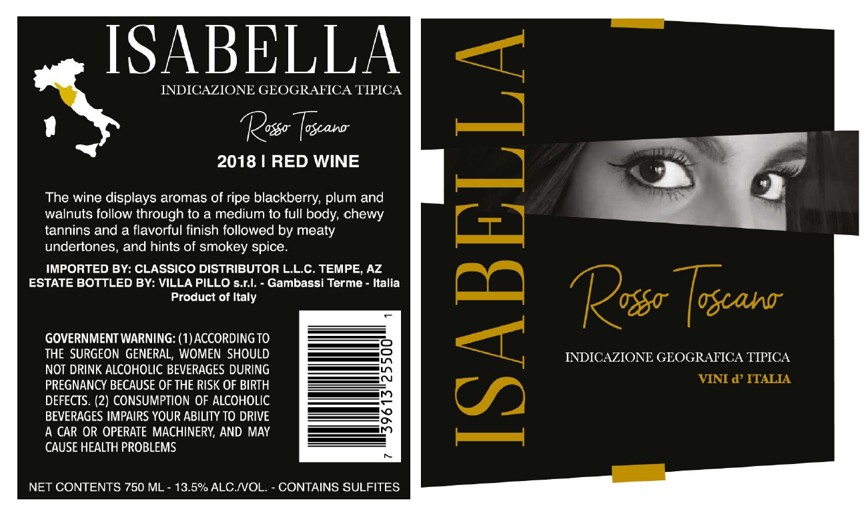 TABC label artwork for ISABELLA ROSSO TOSCANA