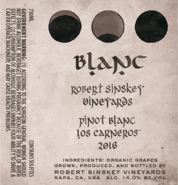 TABC label artwork for Robert Sinskey Vineyards Pinot Blanc