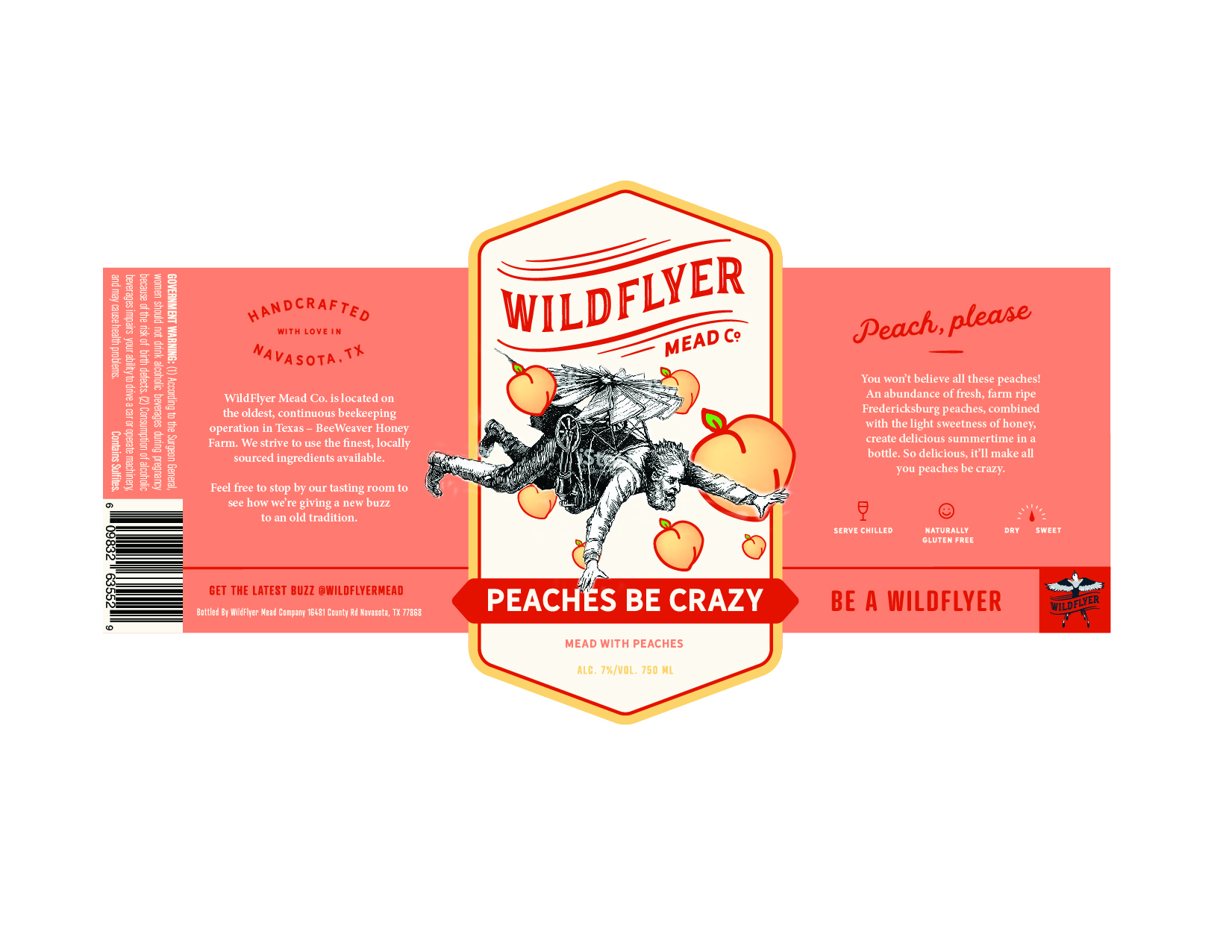 TABC label artwork for Wildflyer Peaches be Crazy