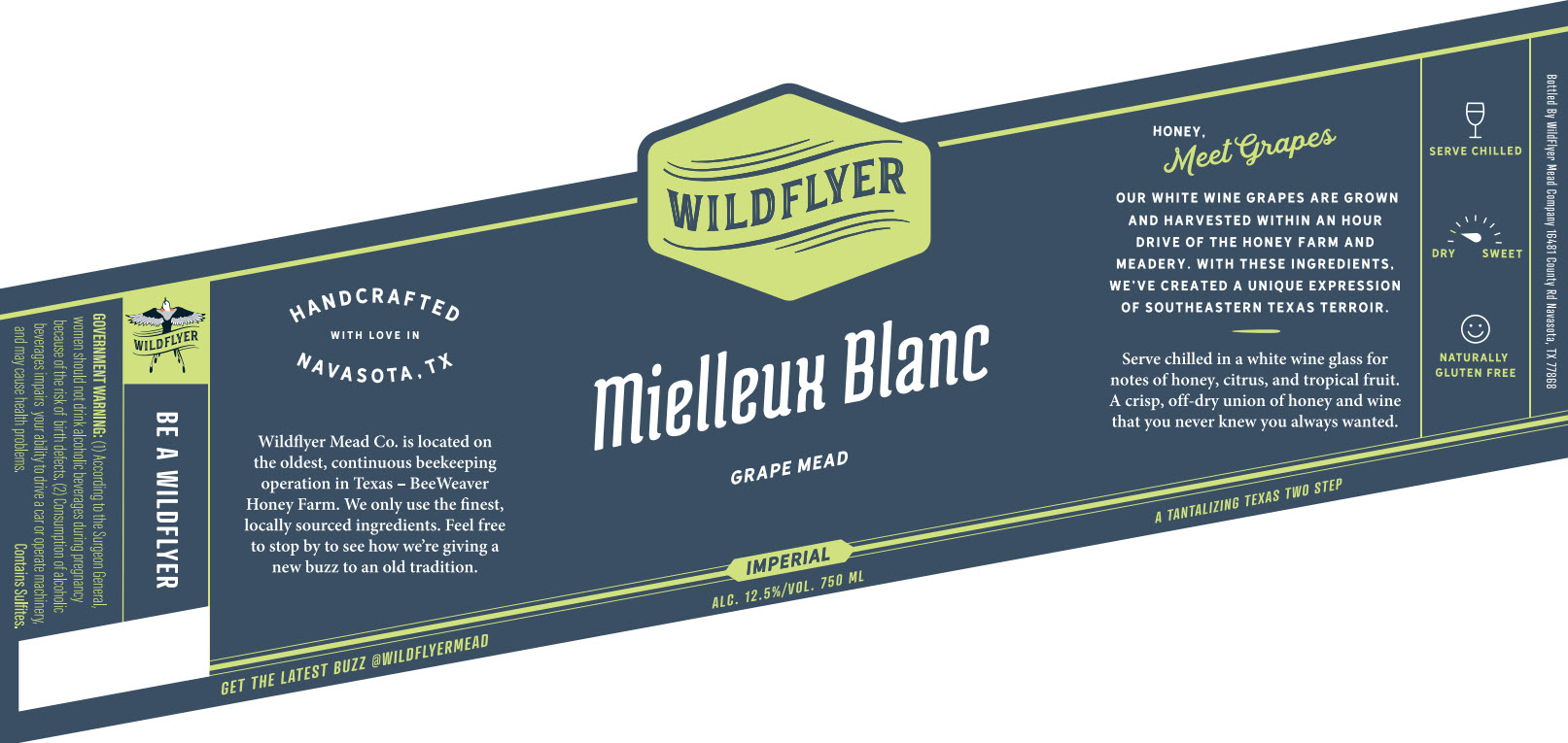 TABC label artwork for Wildflyer Mead Company Mielleux Blanc