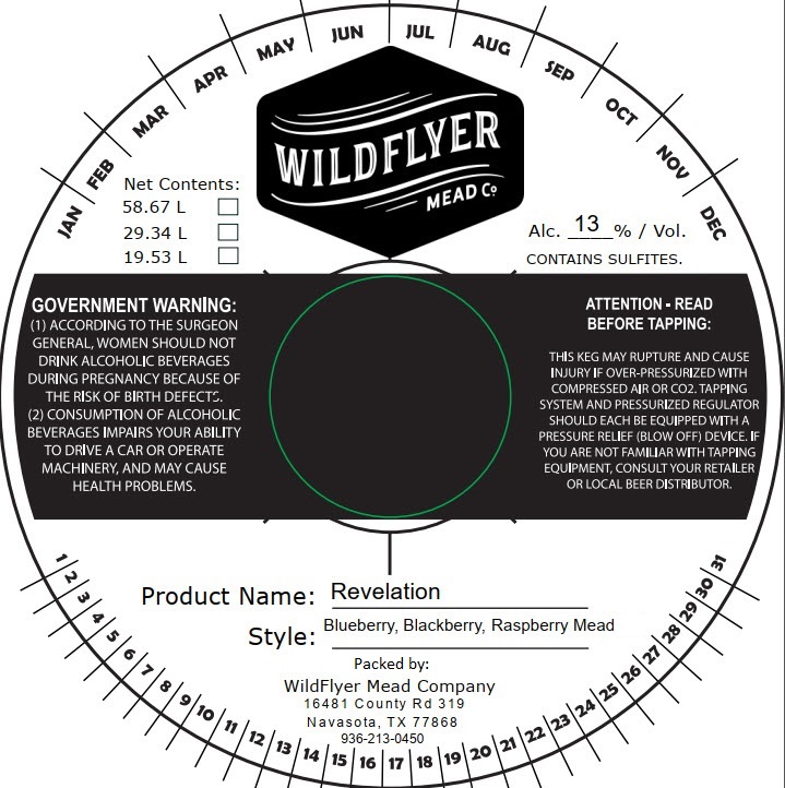 TABC label artwork for Wildflyer Mead Company Revelation