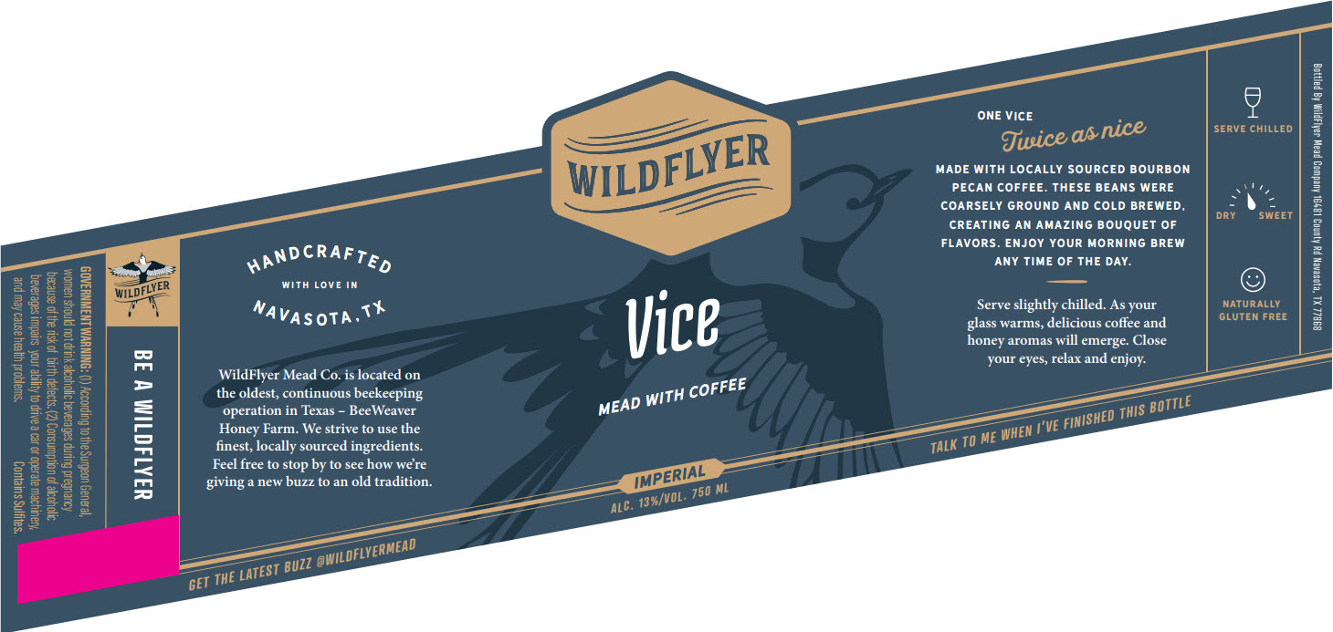 TABC label artwork for Wildflyer Mead Company Vice