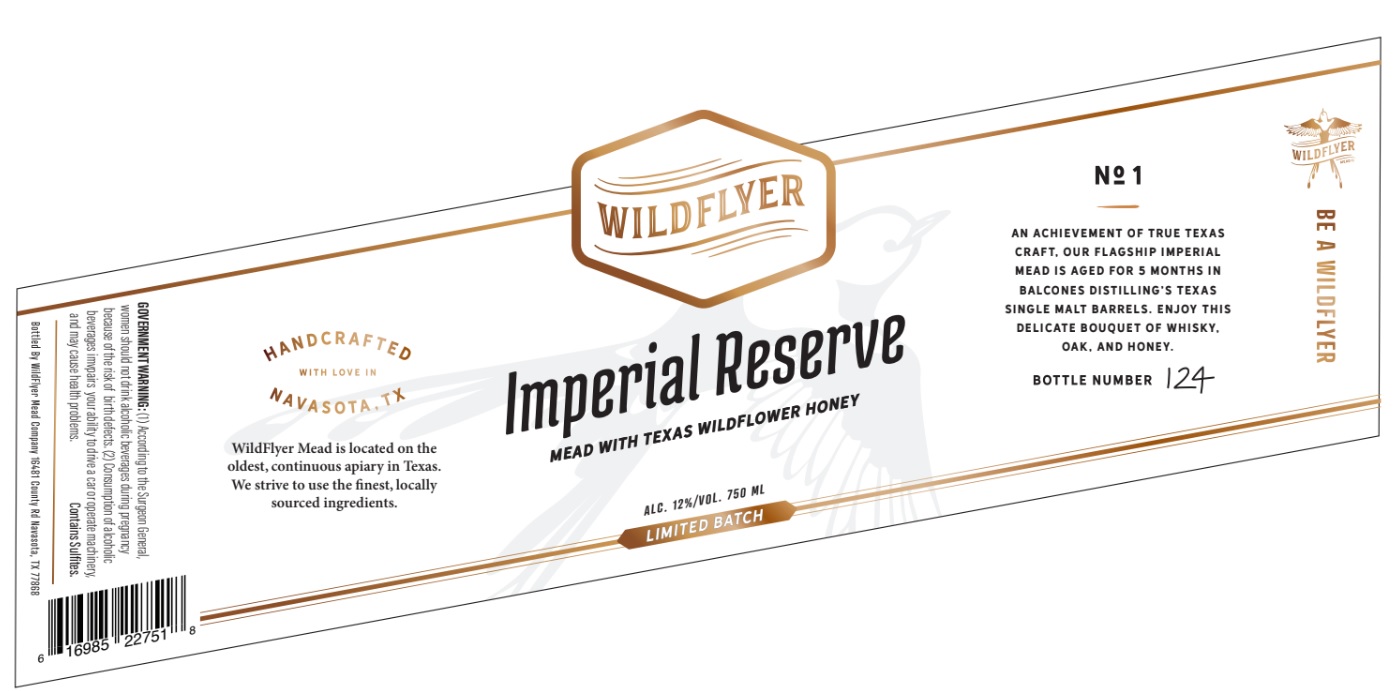 TABC label artwork for Wildflyer Mead Company Imperial Reserve No. 1