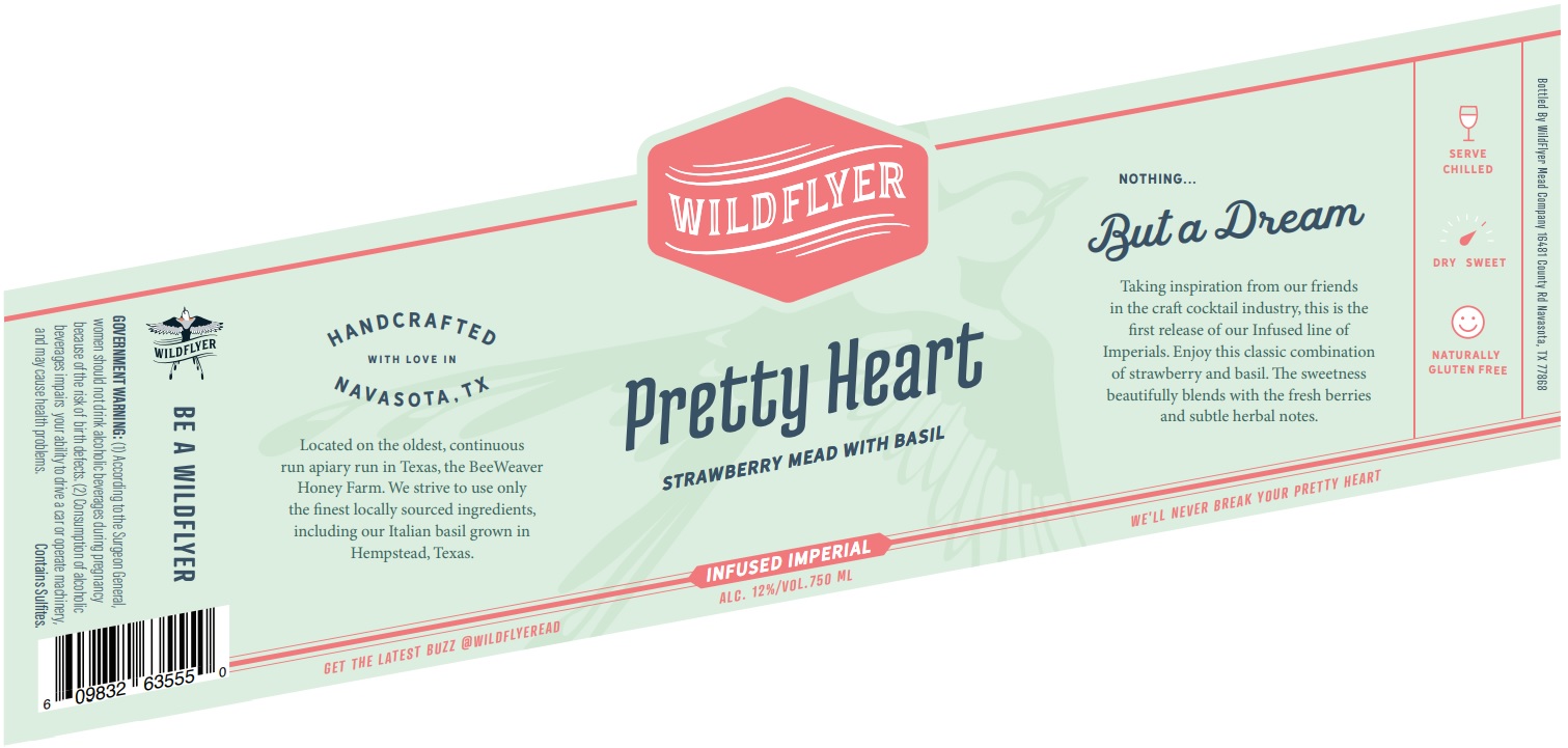 TABC label artwork for Wildflyer Mead Company Pretty Heart