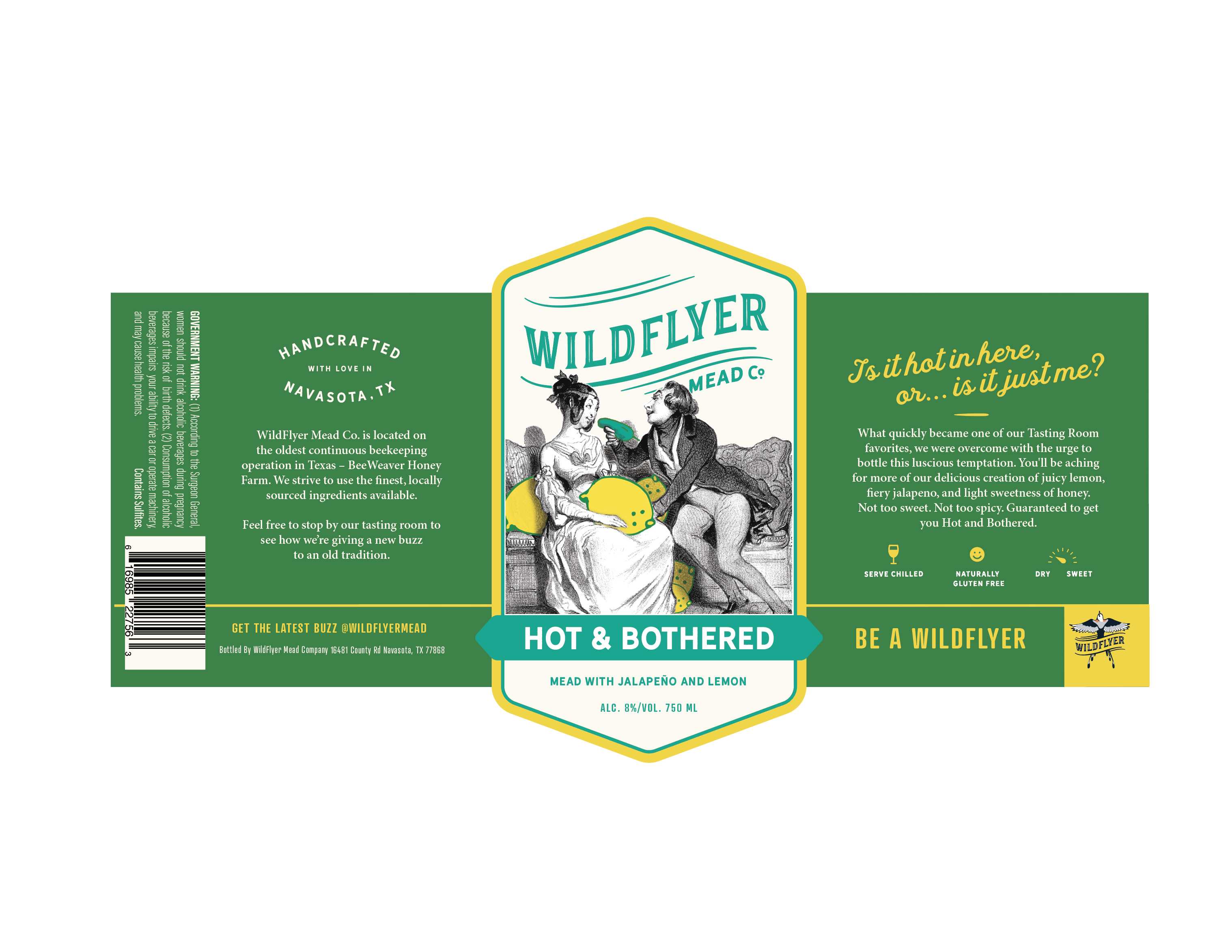 TABC label artwork for Wildflyer Mead Company Hot and Bothered