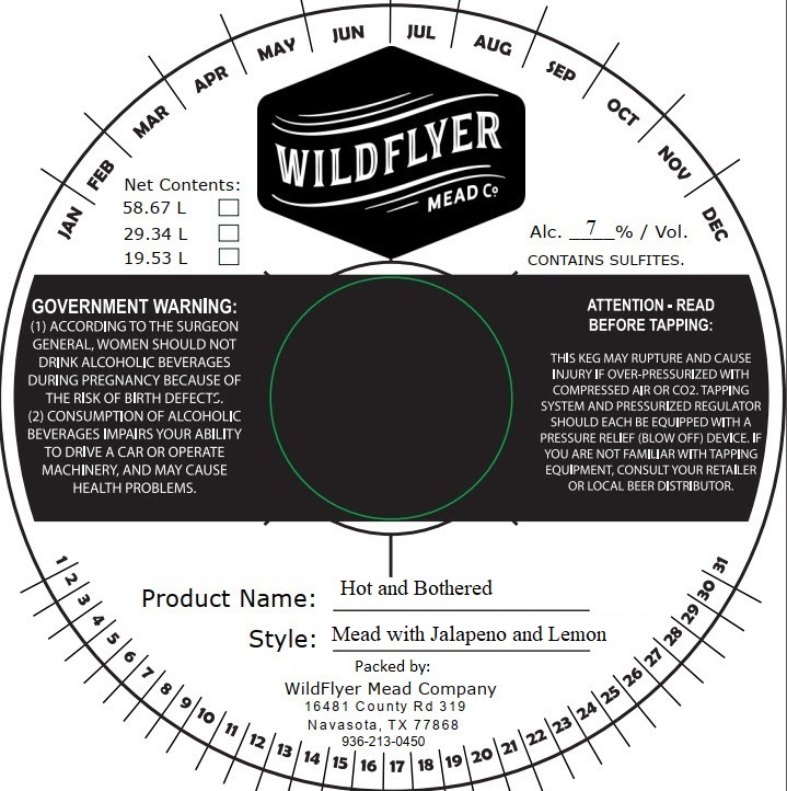 TABC label artwork for Wildflyer Mead Company Hot and Bothered