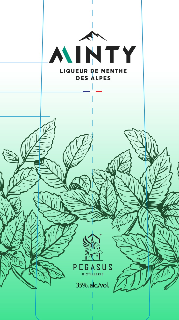 TABC label artwork for Minty Liqueur De Menthe Des Alpes