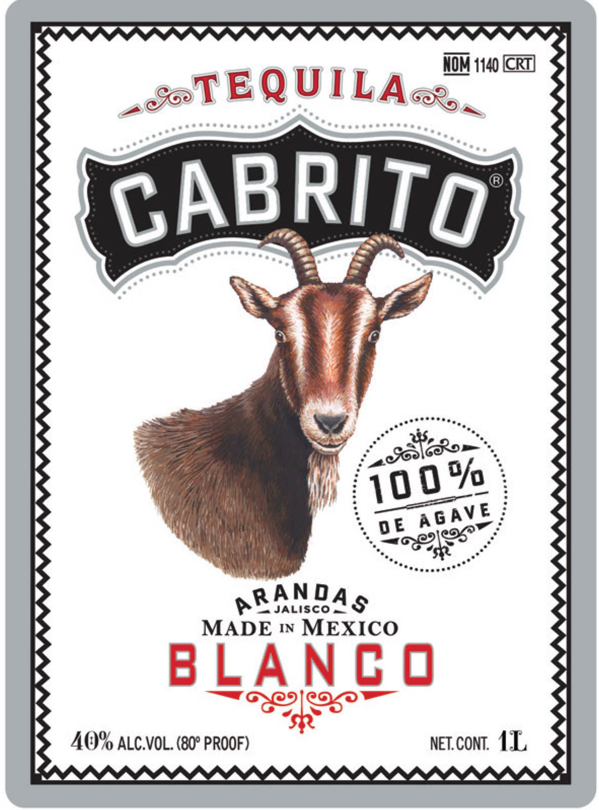 TABC label artwork for Cabrito Tequila Blanco Arandas 100% Agave
