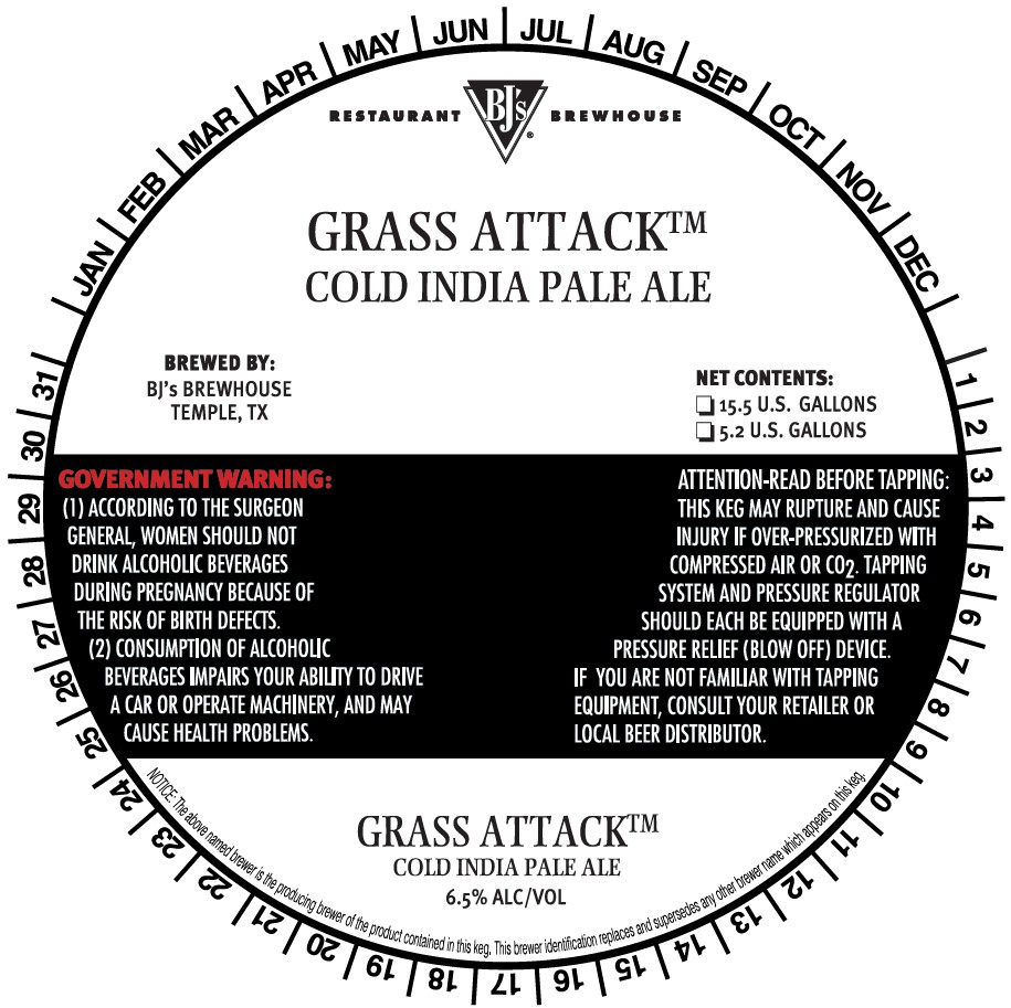 TABC label artwork for BJ's Grass Attack
