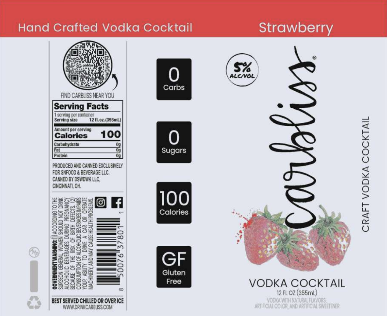 TABC label artwork for CARBLISS STRAWBERRY