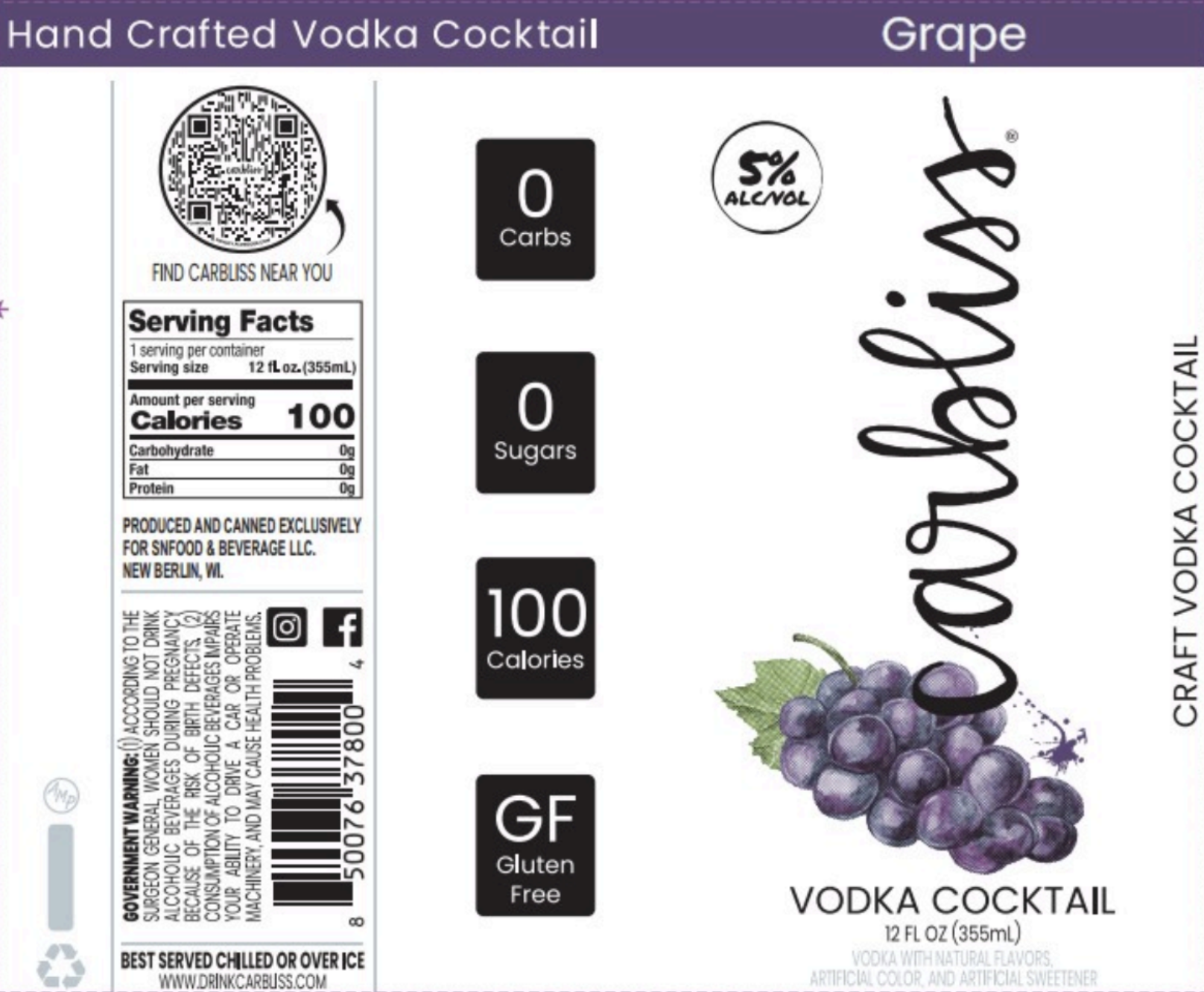 TABC label artwork for CARBLISS GRAPE