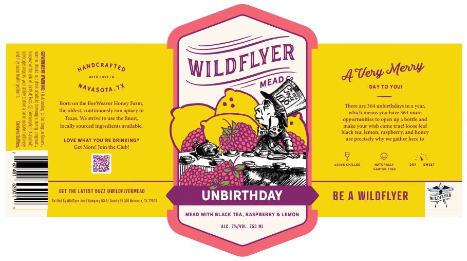 TABC label artwork for Unbirthday Raspberry