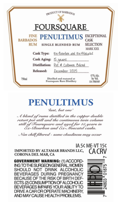 TABC label artwork for Foursquare Penultimus