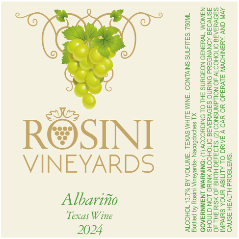 TABC label artwork for ROSINI VINEYARDS ALBARINO