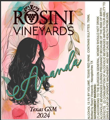 TABC label artwork for ROSINI VINEYARDS GSM