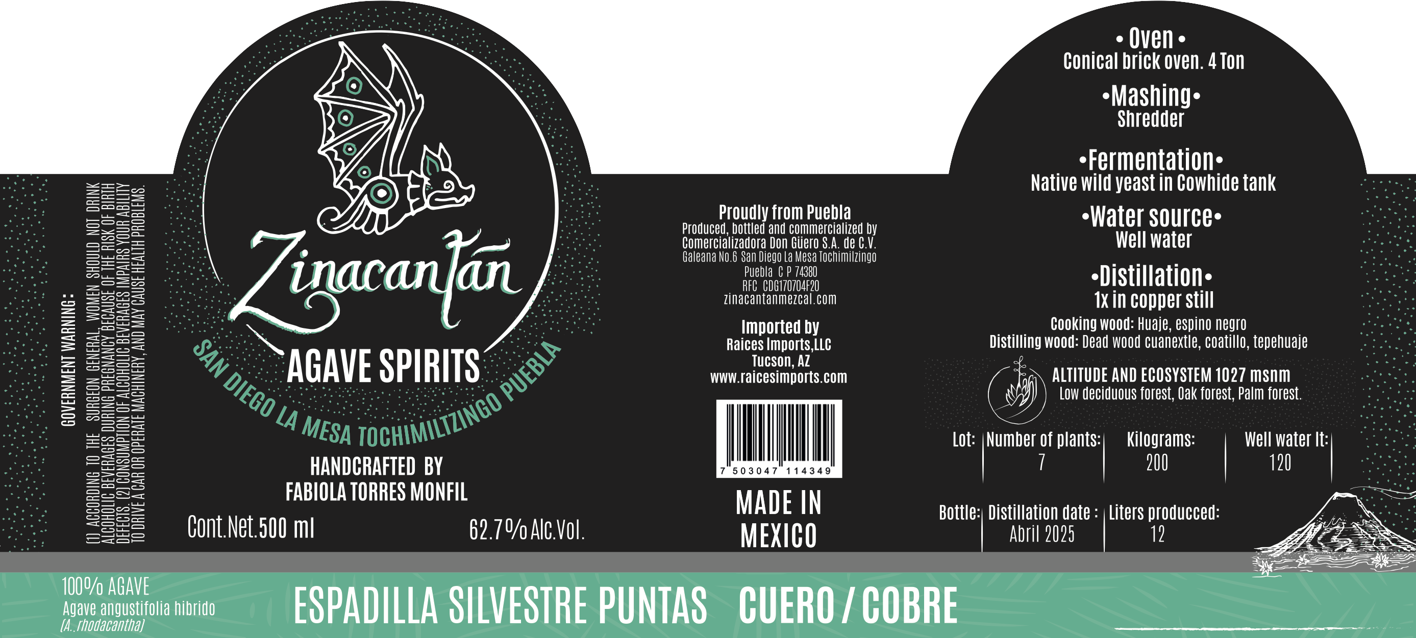 TABC label artwork for Zinacantan Espadilla Silvestre Puntas