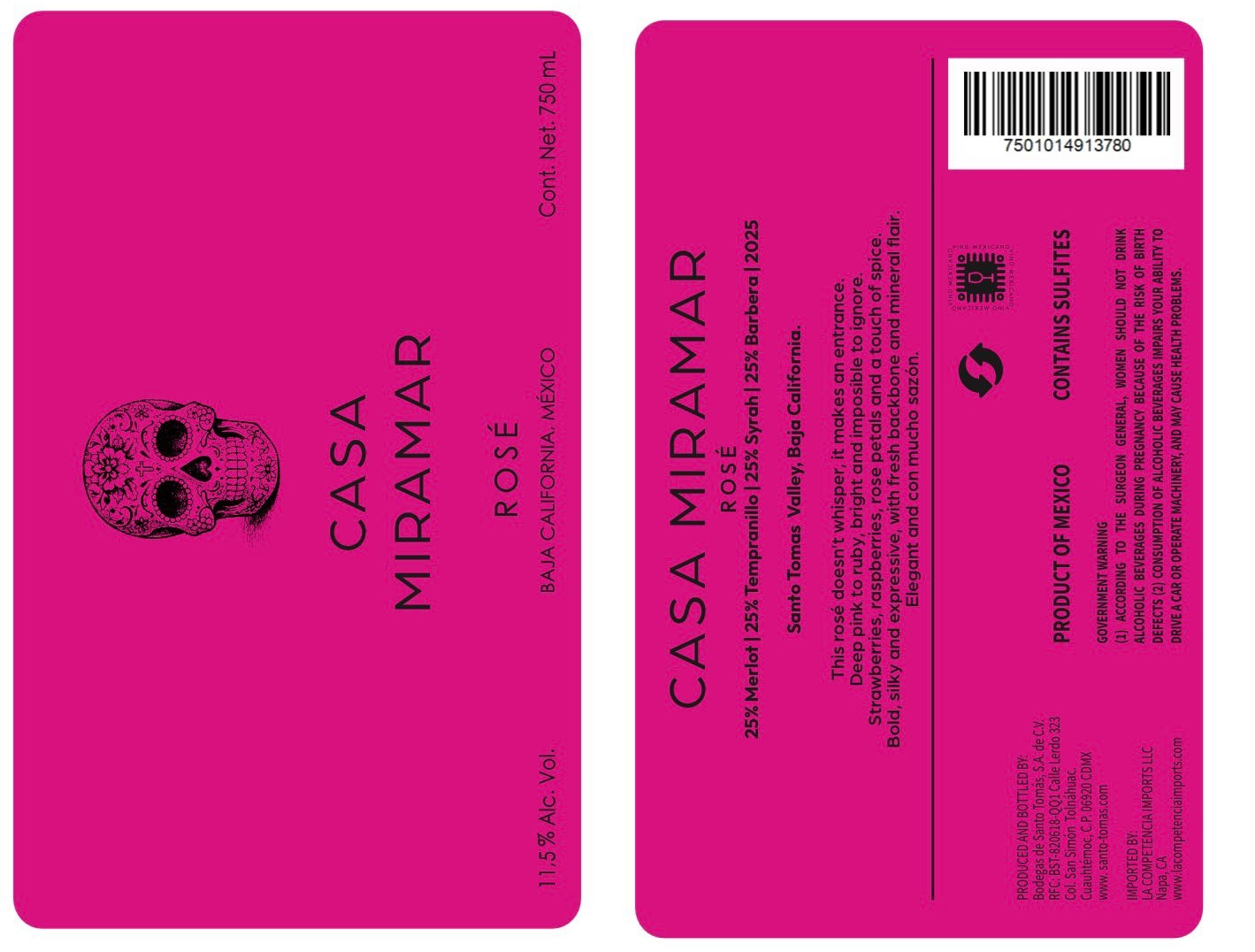 TABC label artwork for Casa Miramar Rose Wine