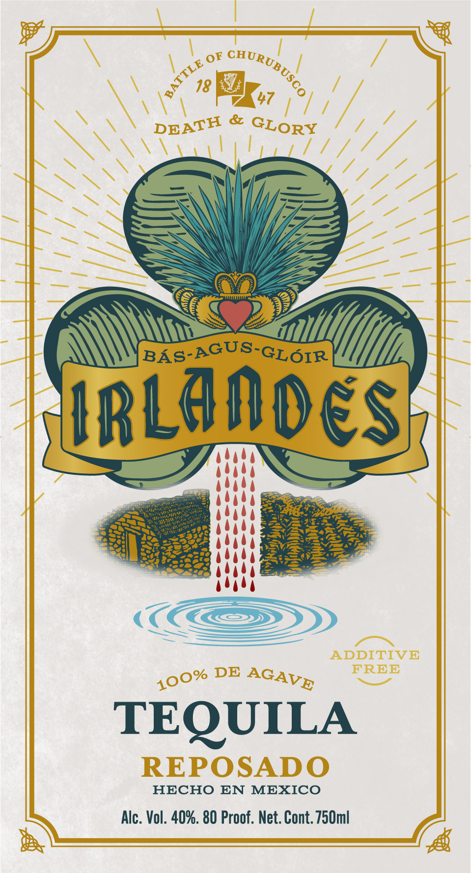 TABC label artwork for BAS-AGUS-GLOIR IRLANDES REPOSADO TEQUILA