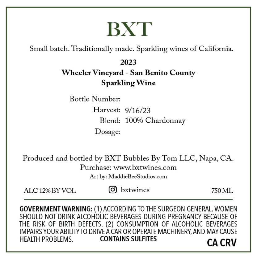TABC label artwork for BXT 2023 Wheeler Vineyard
