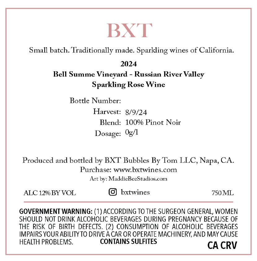 TABC label artwork for BXT 2024 Bell Summe Vineyard