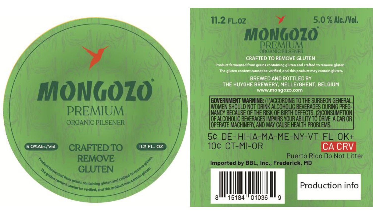 TABC label artwork for Mongozo Pilsener 11.2
