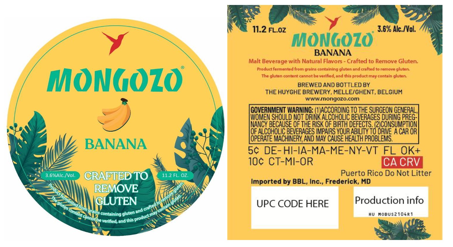 TABC label artwork for Mongozo Banana 11.2