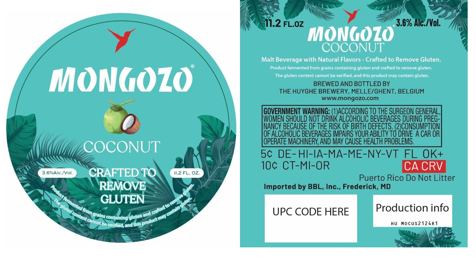TABC label artwork for Mongozo Coconut 11.2