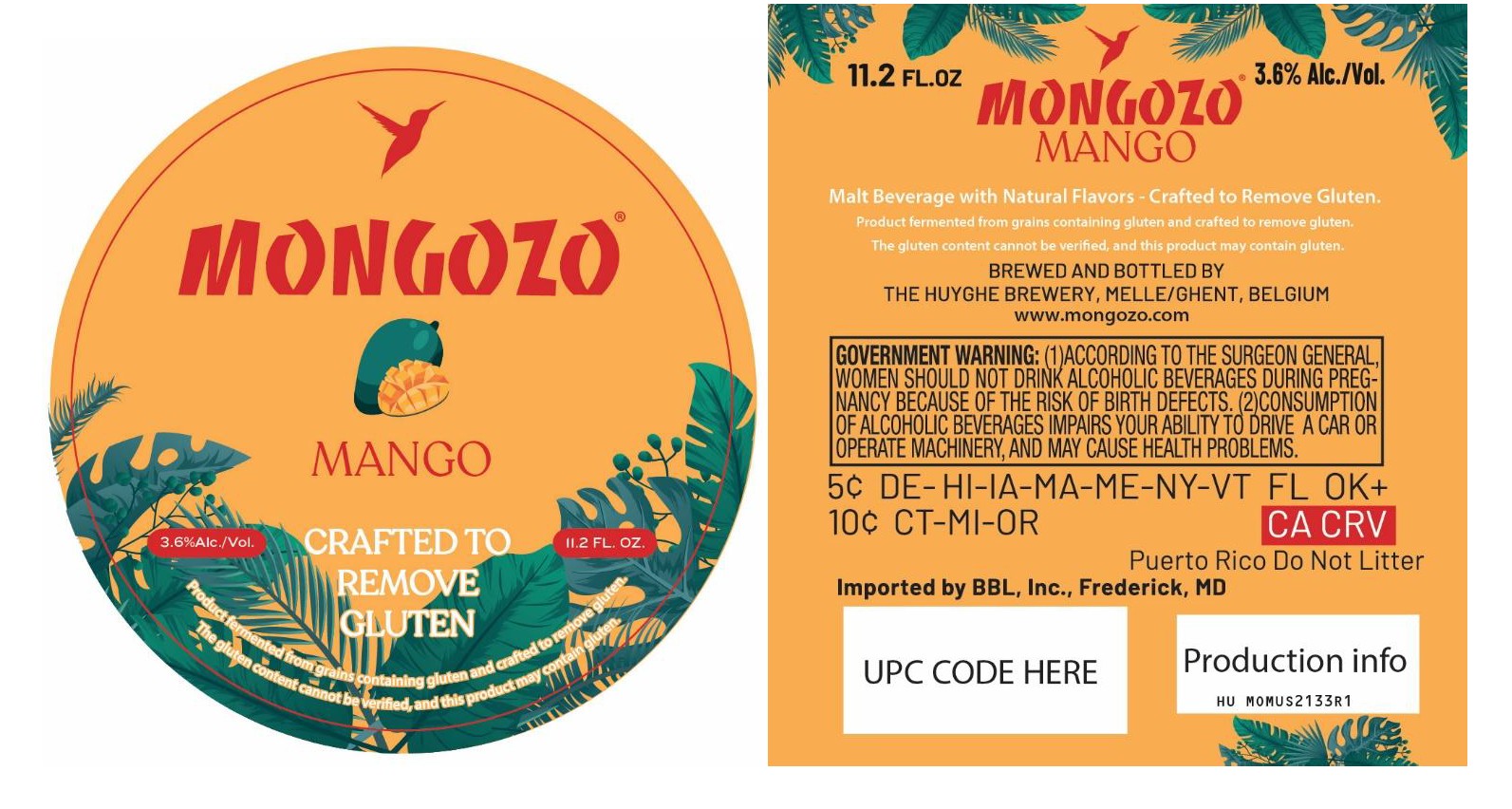 TABC label artwork for Mongozo Mango 11.2