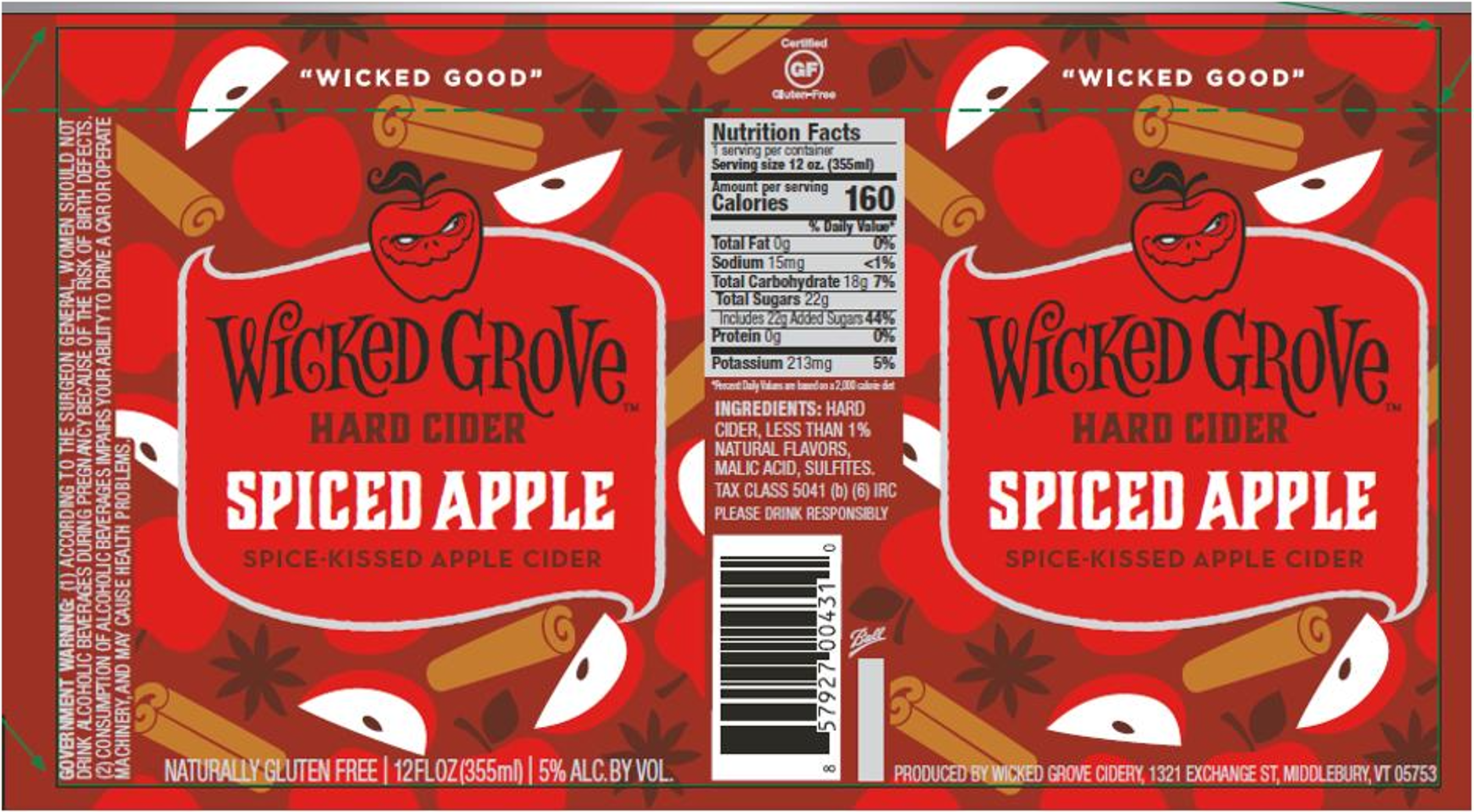 TABC label artwork for Wicked Grove Hard Cider Spiced Apple