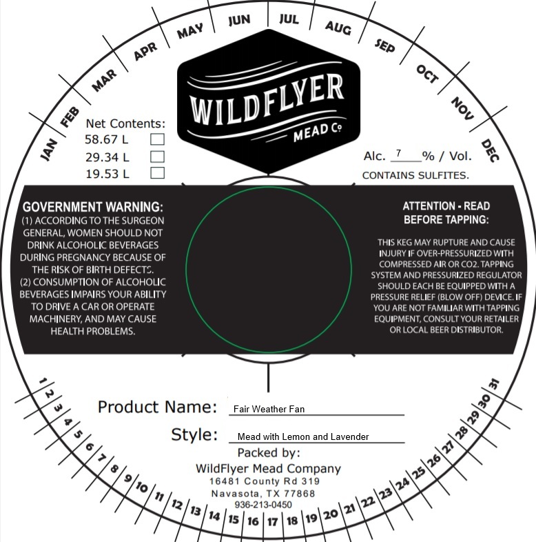 TABC label artwork for WILDFLYER MEAD COMPANY FAIR WEATHER FAN