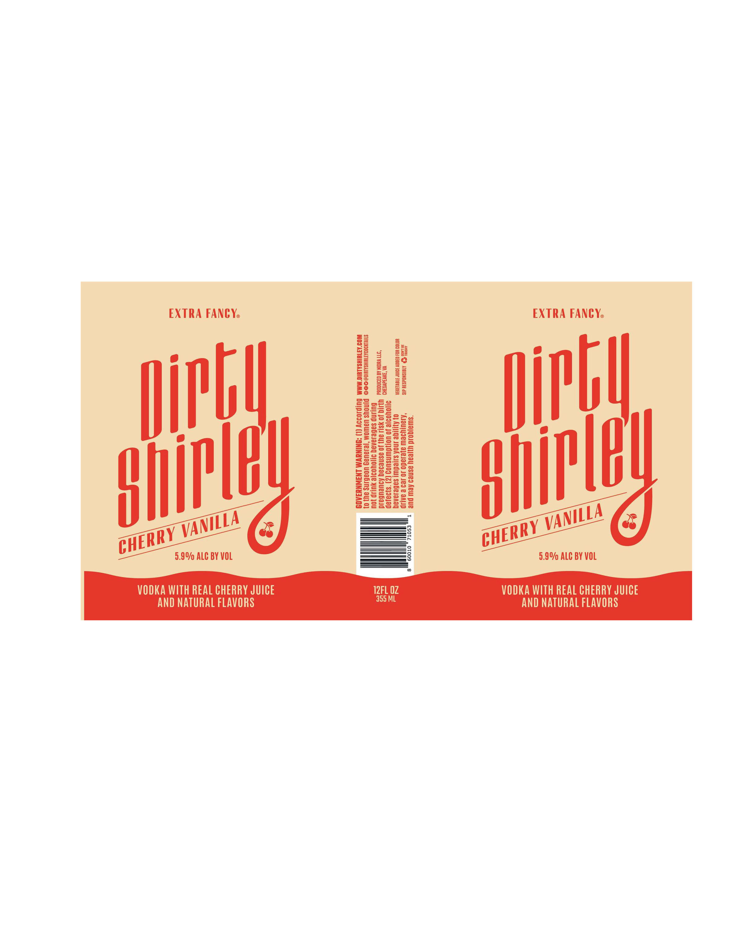 TABC label artwork for Dirty Shirley Cherry Vanilla