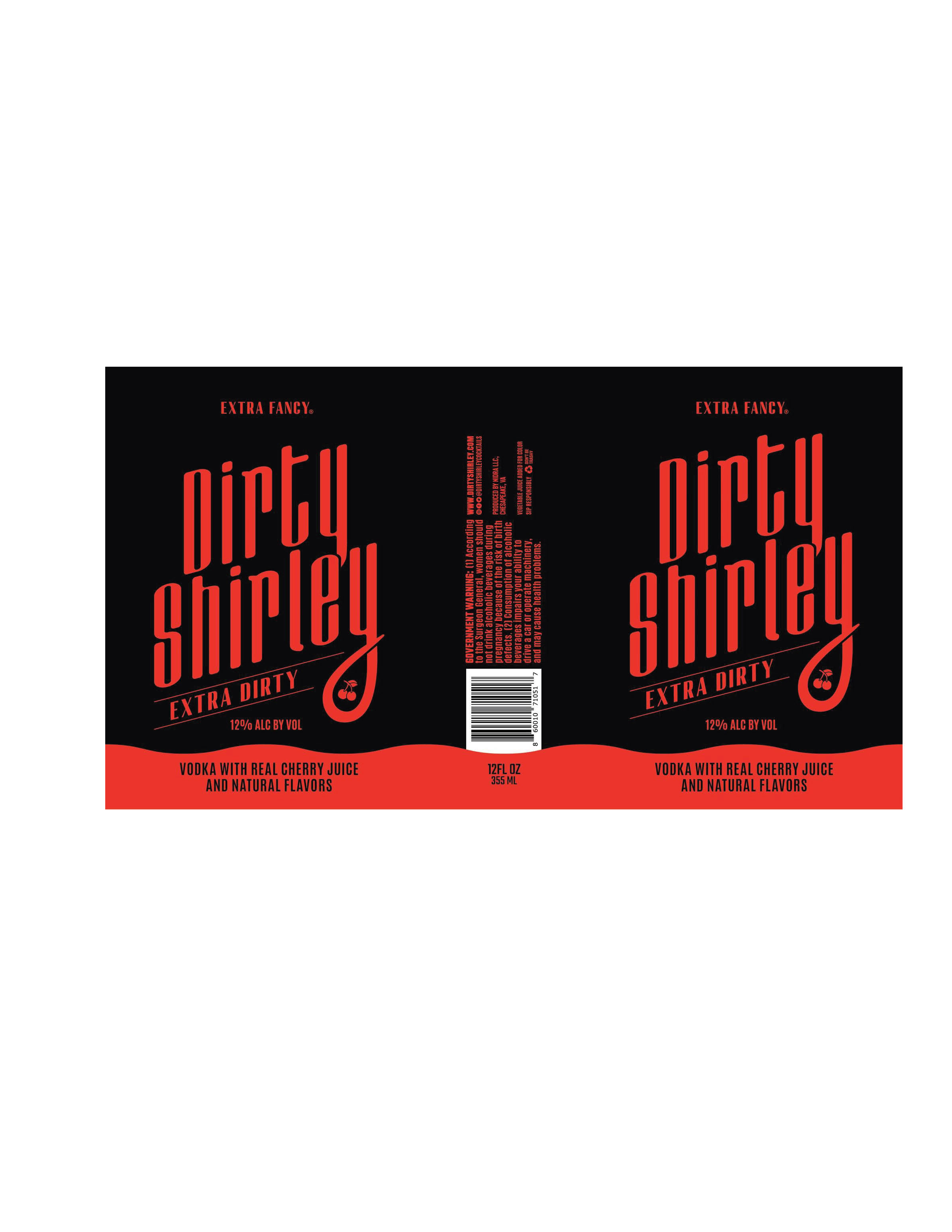TABC label artwork for Dirty Shirley Extra Dirty