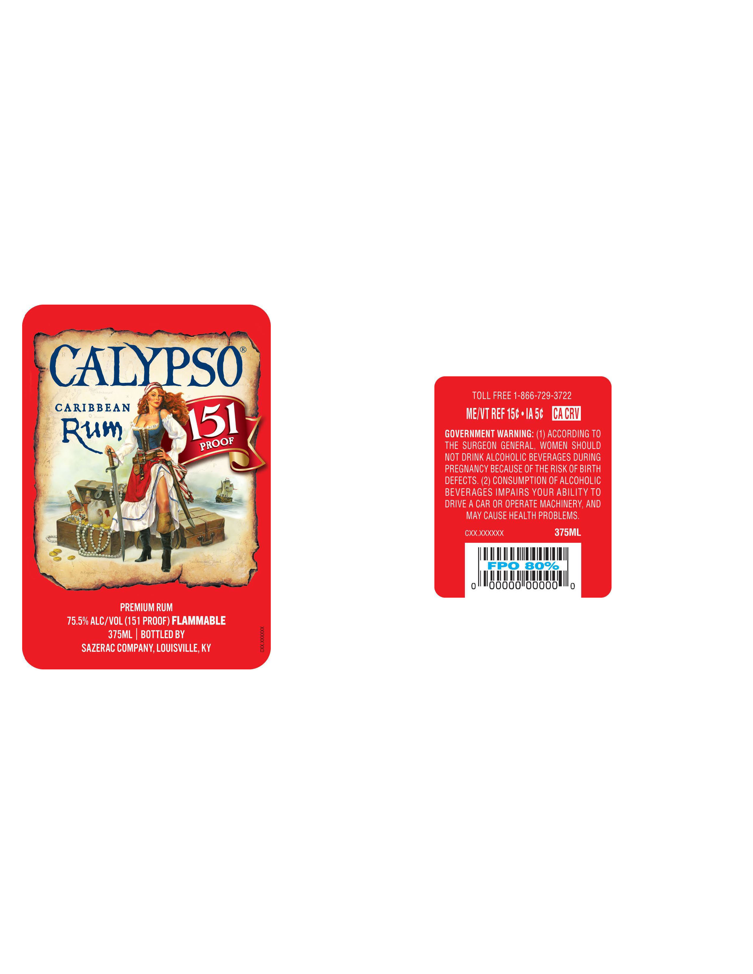 TABC label artwork for Calypso Gold Caribbean Rum 151 Proof