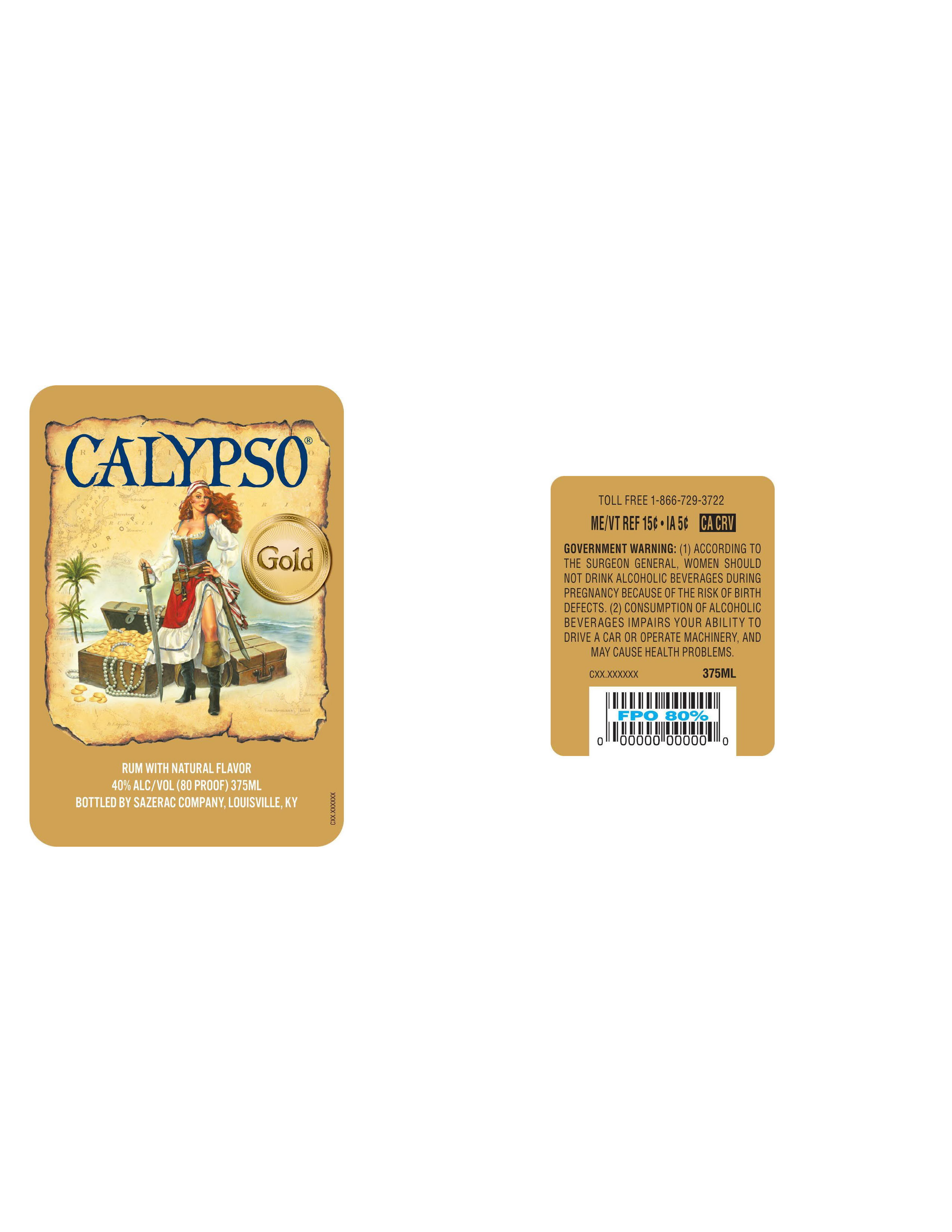 TABC label artwork for Calypso Gold Rum 80 Proof