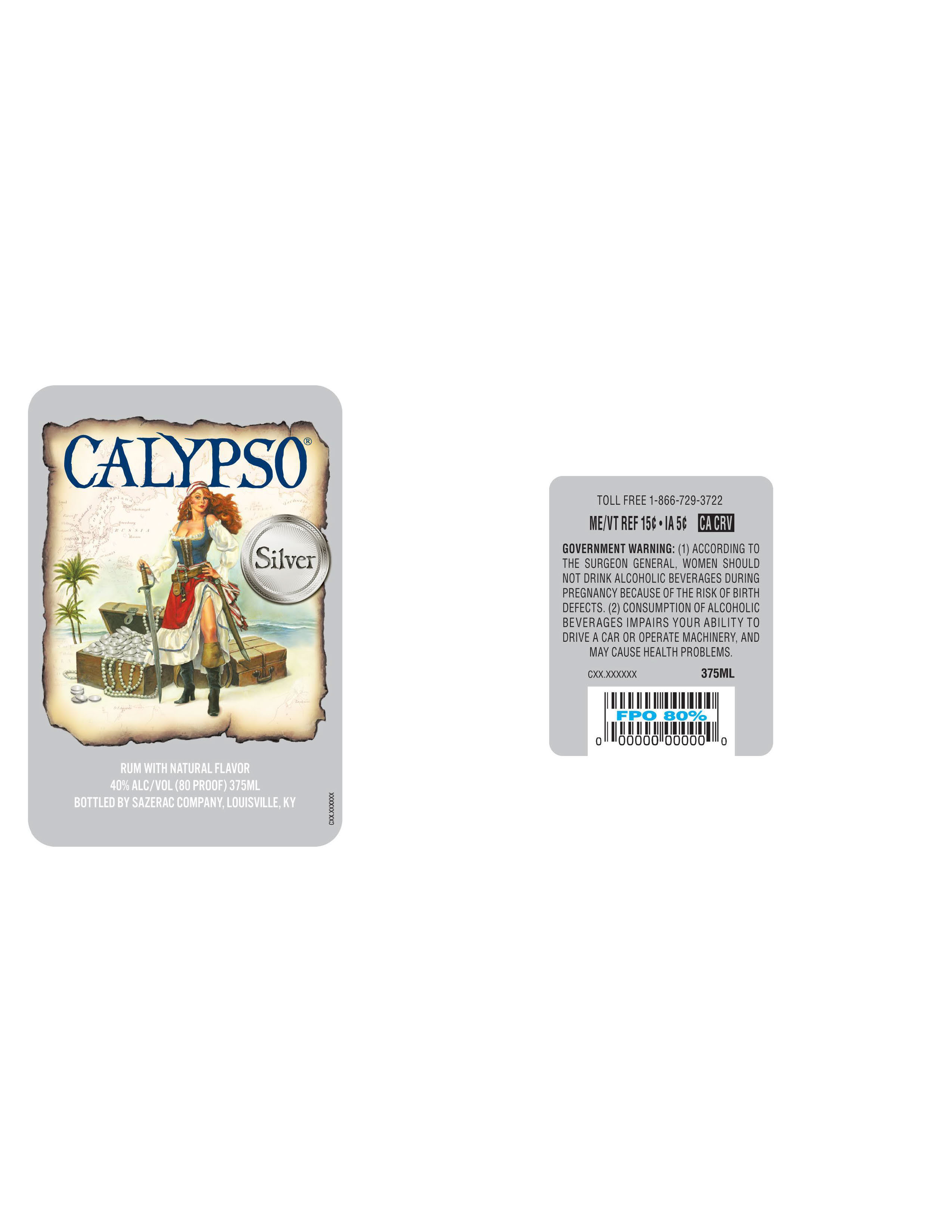 TABC label artwork for Calypso Silver Rum 80 Proof