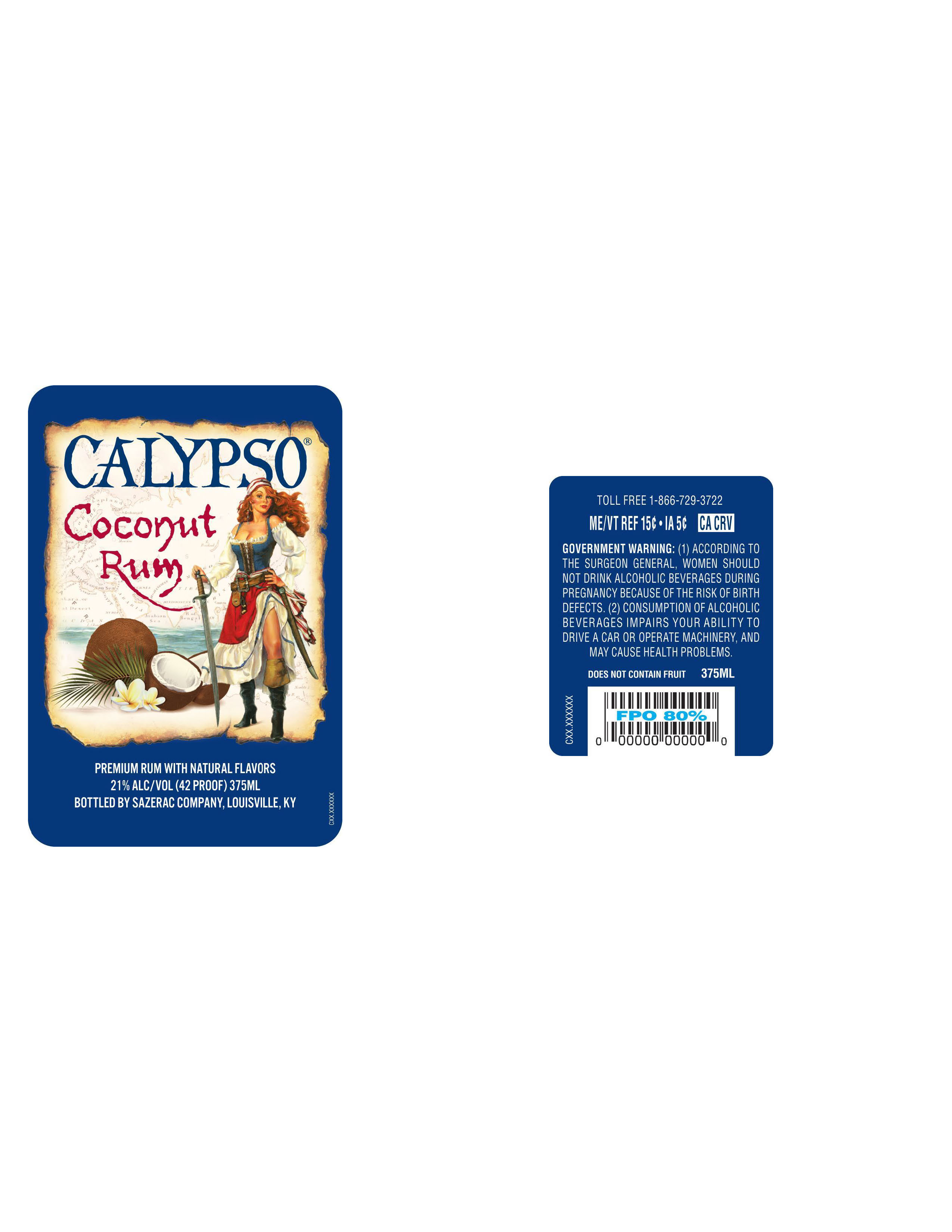 TABC label artwork for Calypso Coconut Rum 42 Proof