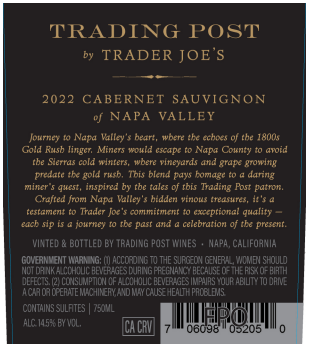 TABC label artwork for Trading Post By Trader Joe's Cabernet Sauvignon